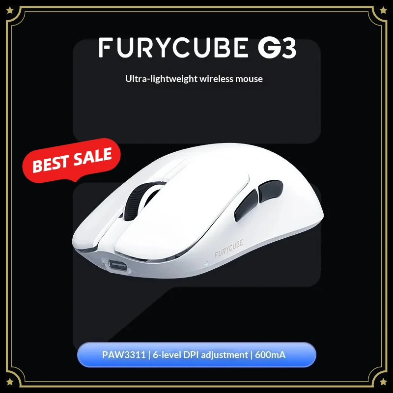 FURYCUBE G3 Wireless Gaming Mouse 3-Mode 2.4G BT Wired PAW3311 22000DPI  Rechargeable for Laptop PC Gaming Accessories