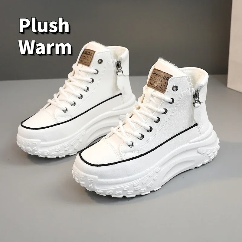 

Women High-top Sneakers Luxury Platform Women Boots Comfortable Plush Cotton Shoes High Quality Outdoor Women Running Shoes New