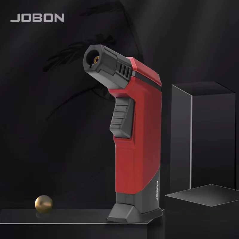 New JOBON Strong Blue Flame Spray Gun Inflatable Lighter Fire Lock Anti Slip Base Gas Lighter Outdoor BBQ Kitchen Cigar Lighters