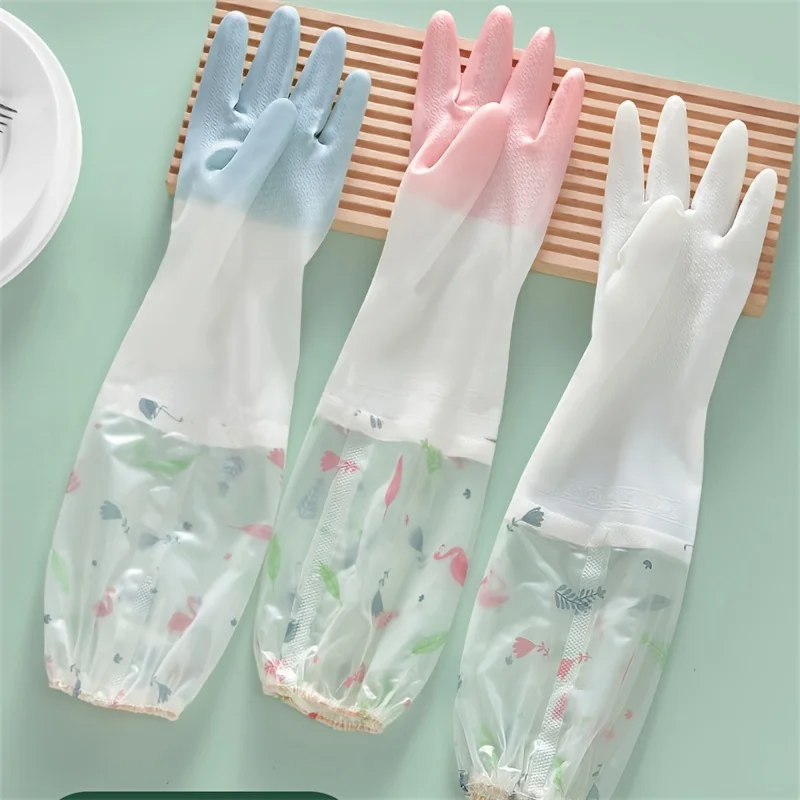 Long Sleeve Rubber Gloves, Reusable Dishwashing Gloves,Kitchen Oven Pet Cleaning Gloves,Kitchen,Kitchen Items,Cleaning, Kitchen