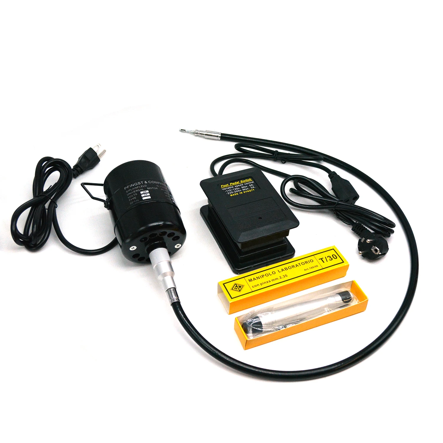 Kinway High-Speed 30000RPM Metal Engraving Tool Hanging Polishing Motor Flexible Shaft Grinder Rotary Foot Pedal 220V