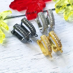 Juya 18K Gold Silver Plated Fastener Bales Fixture Earring Hook Locks For DIY Women Fashion Crystal Agate Charms Earrings Making