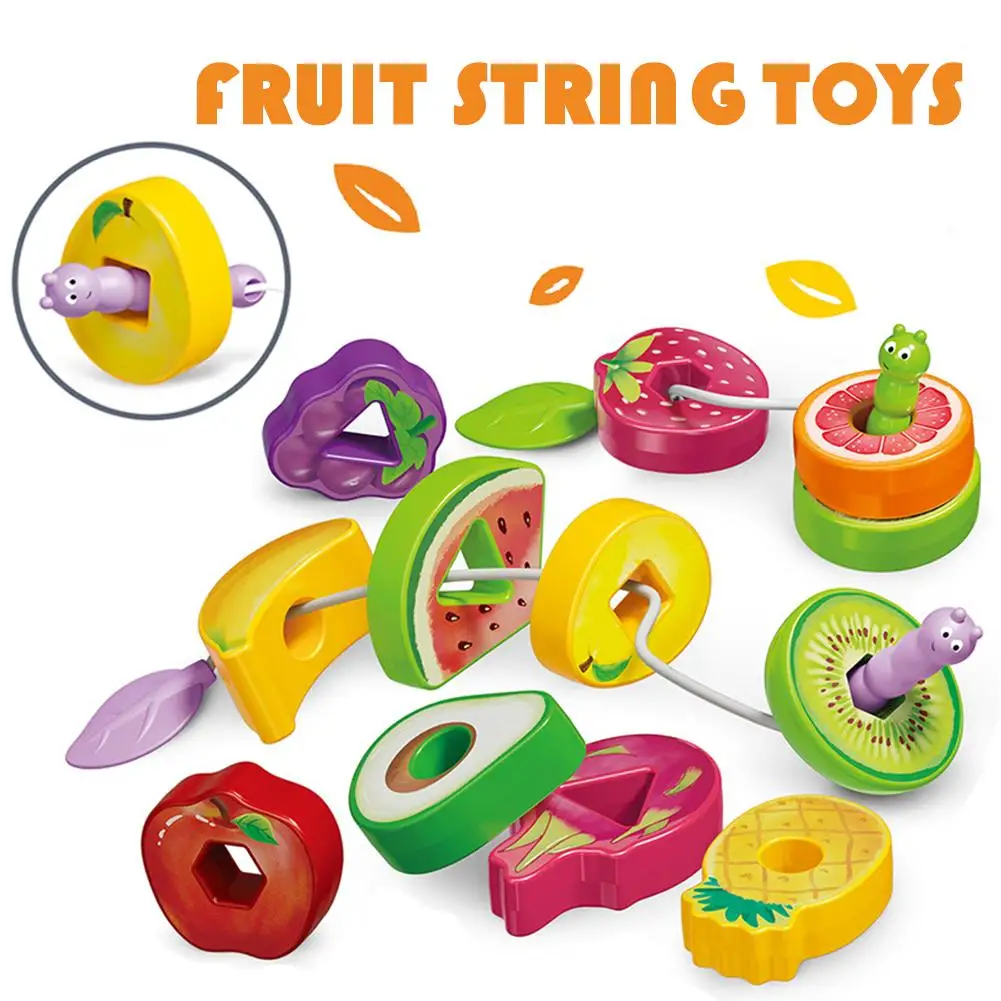 Fruit Toys Shape Color Sorter Fruits Lacing Beads For Early Learning Fine Motor Skills Training Birthday Gifts Educational Toys