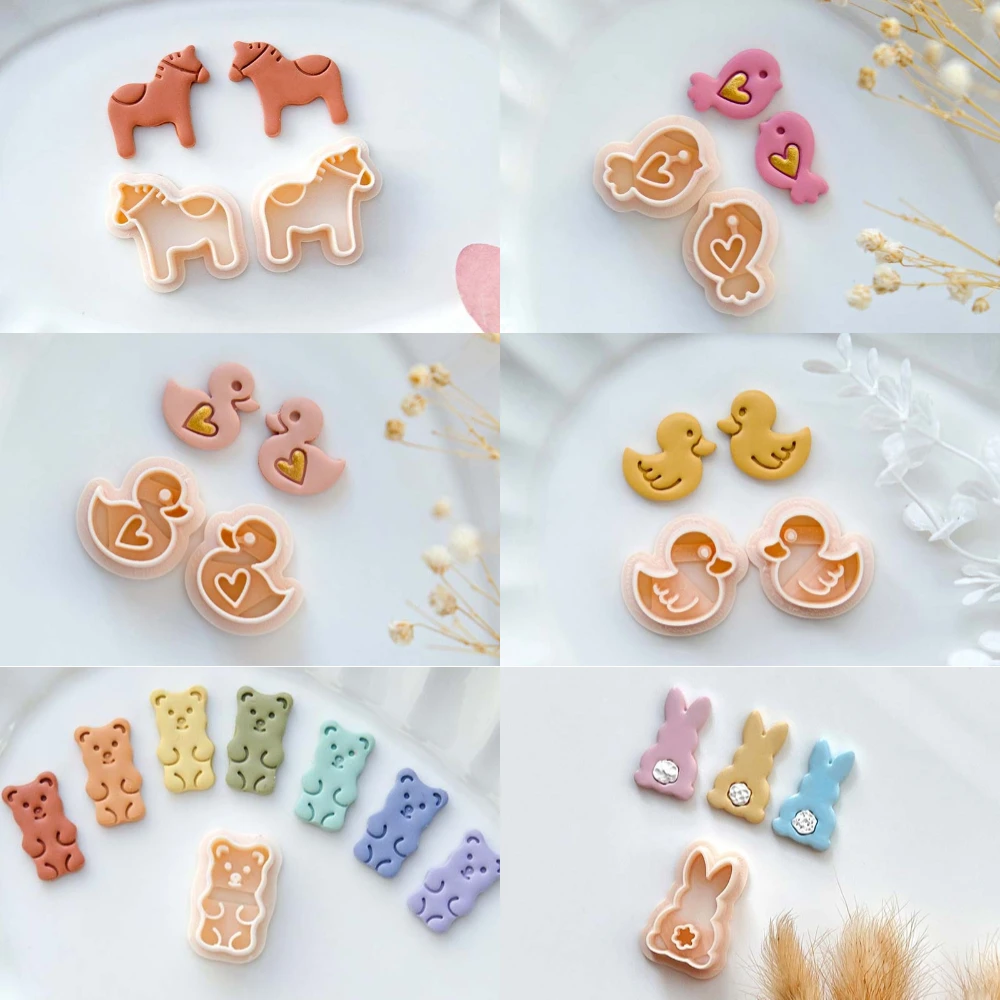 Rabbit/Love Duck/Dala Horse/Love Bird/Gummy Bear Polymer Clay Cutters Stud Making Jewelry Earring Cutters Clay Tools