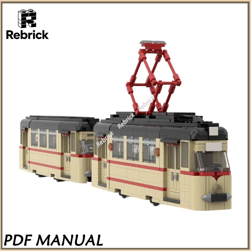 

MOC Gotha T57 Tramway Building Blocks Tatra T3 T4 Classic City Tram Train Model Bricks Set Collection Display Toy