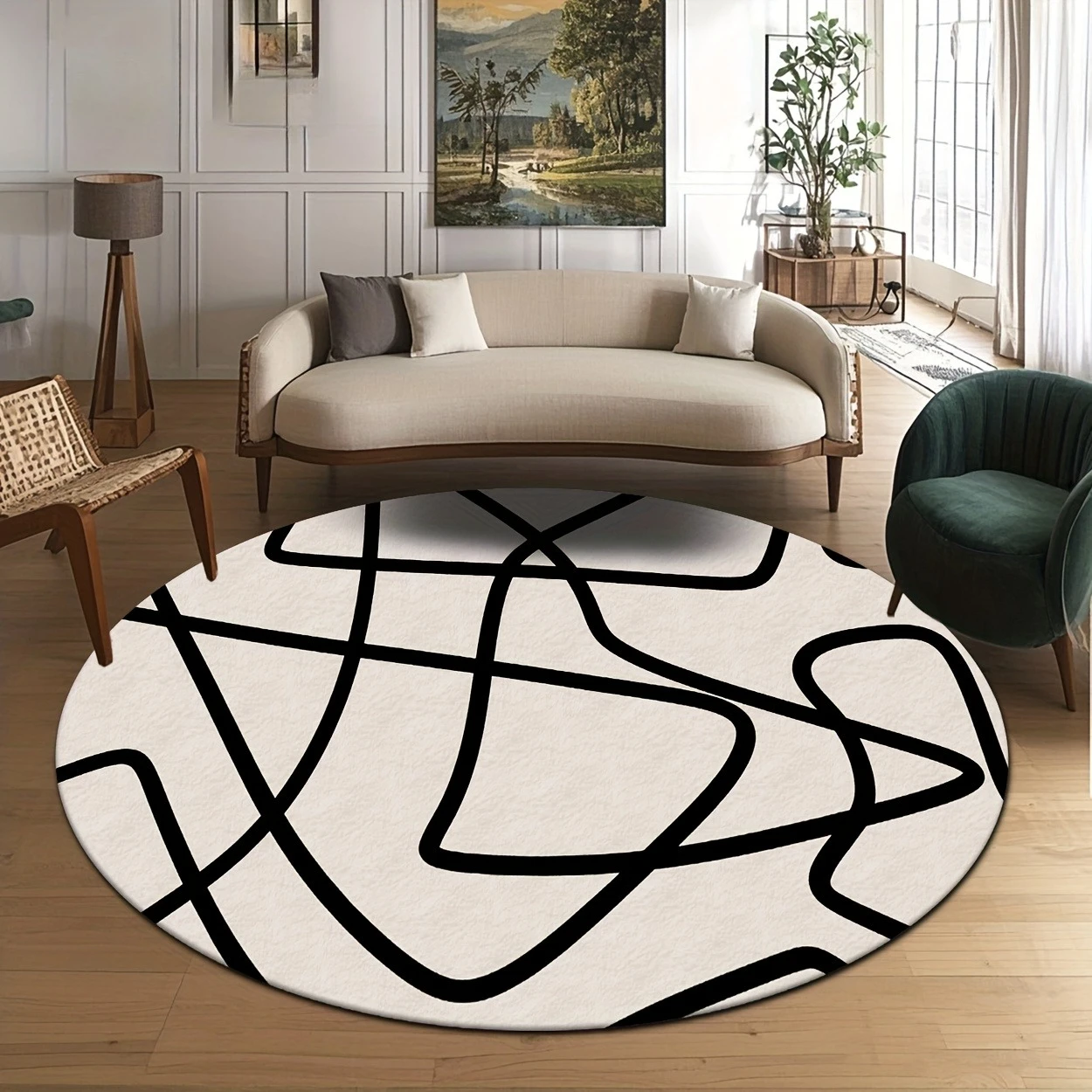 Optical Illusion Round Doormat Black White Checker Vortex Visual Effect Graphic Rug Creative Novelty Indoor Home Decor Floor Mat