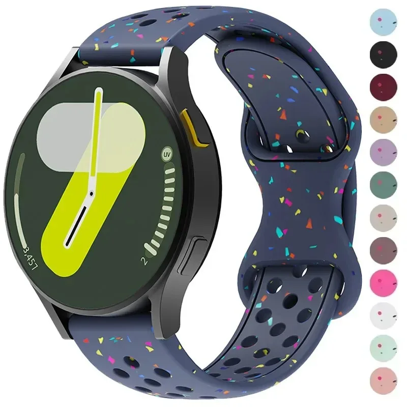 20/22 mm rundes Loch-Silikonarmband für Samsung Watch Series in 20/22 mm Breite. Umweltfreundliches Silikonarmband mit körniger Muster
