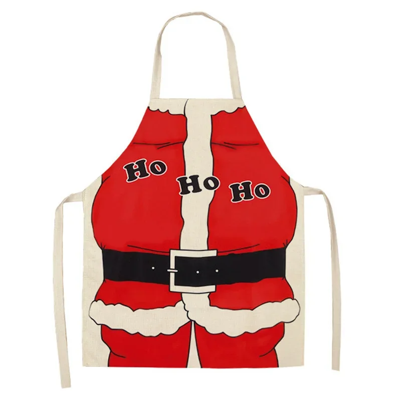 New Christmas Decorations Santa Claus Printed Sleeveless Home Kitchen Cleaning Apron