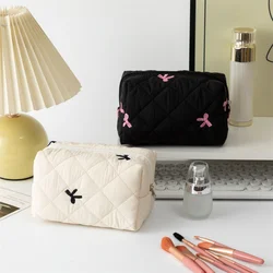 Bowknot Embroidered Chic Toiletry Bag Portable Makeup Pouch Versatile Travel Cosmetic Bag For Organizer Women Clutch Bag