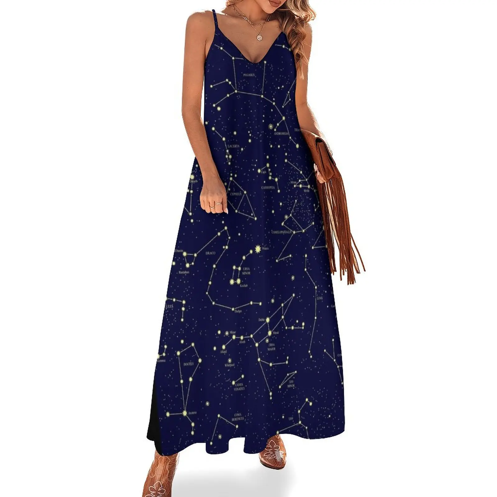 Constellation Astronomy Star Map Night Sky Sleeveless Long Dress summer dress women 2025 evening dresses ladies Dress