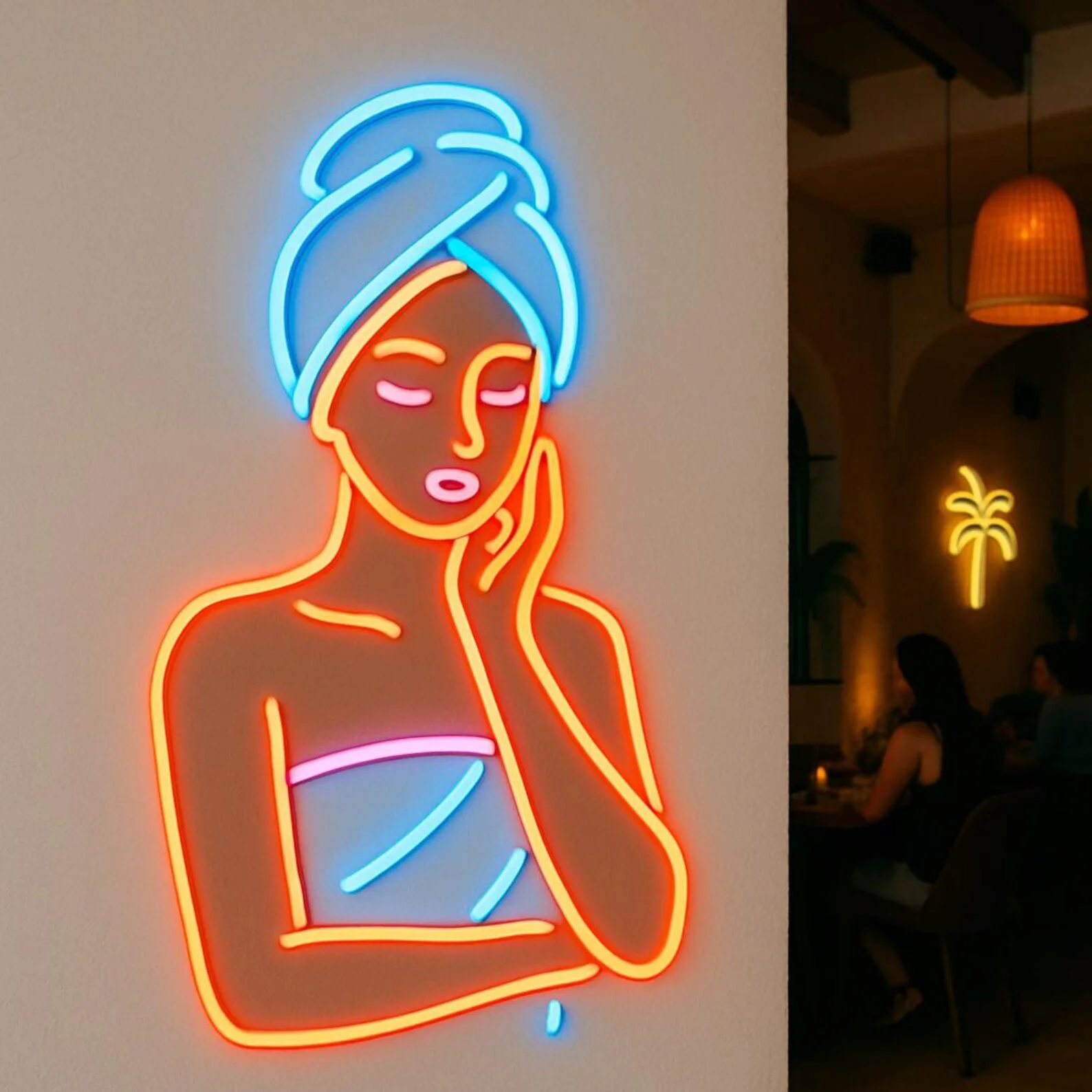 Sauna Neon Sign,Spa Theme Neon Sign,Massage Studios Neon,Beauty Salons Decor,Body Care Neon Sign,Silhouette Woman Neon Sign