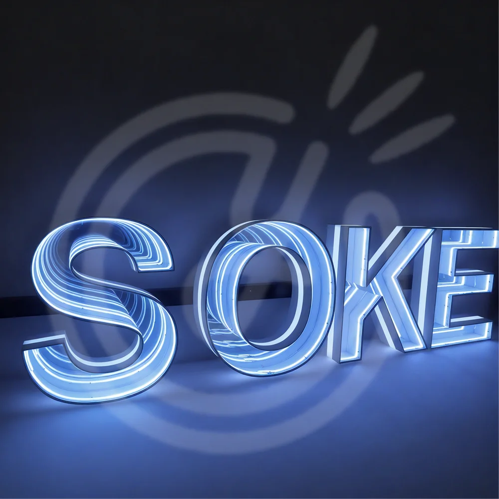 Benutzerdefinierte 3D LED Infinity Spiegel Zeichen Kanal Buchstaben personalisierte Spiegel Wand Business Outdoor Indoor Dekoration für Bar Salon