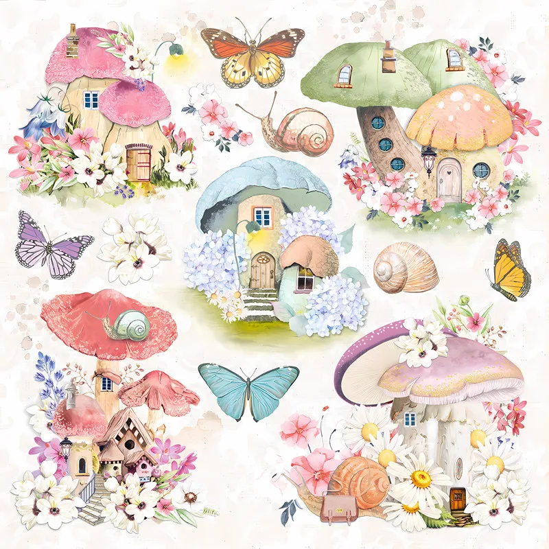 1Pack Cute Magic Fairy Mushroom Butterfly Sticker DIY Craft Scrapbooking Album Junk Journal Decorative Stickers