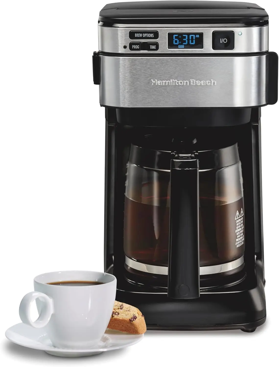 Programmierbare Filterkaffeemaschine, 12 Tassen, Zugang vorne, einfache Befüllung, Pause & Servieren, 3 Brühoptionen, Schwarz (46310)