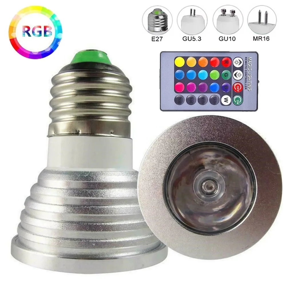 

LED Spotlight With Remote Control Spotlights AC85-265v Downlight Lighting Ceiling Power Bulbs Night MR16 Bulb RGB Home COB