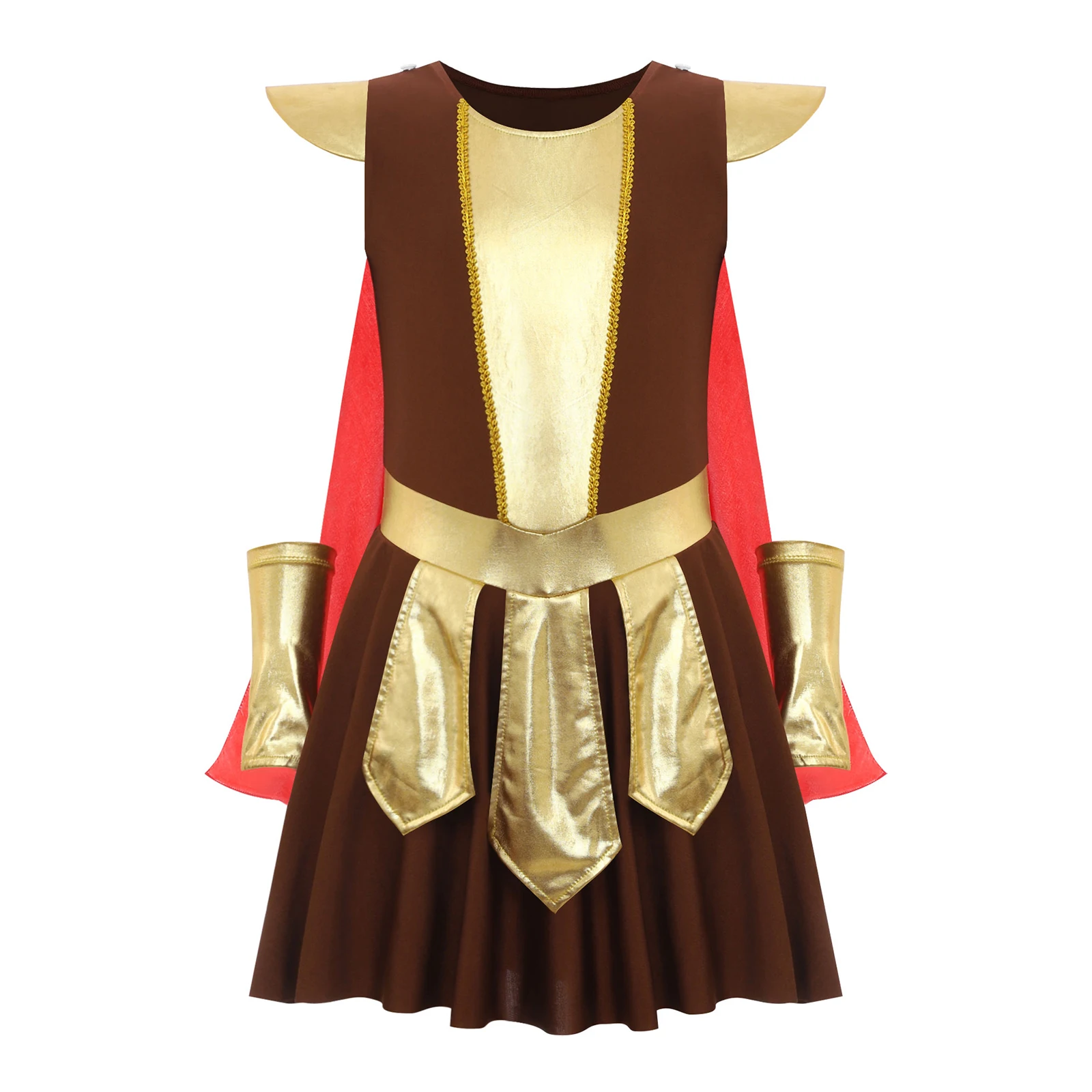 أطفال بنات هالوين المحارب الروماني القديم زي القرون الوسطى الجندي المصارع تأثيري فستان الحفلات كرنفال لعب الأدوار فستان #4