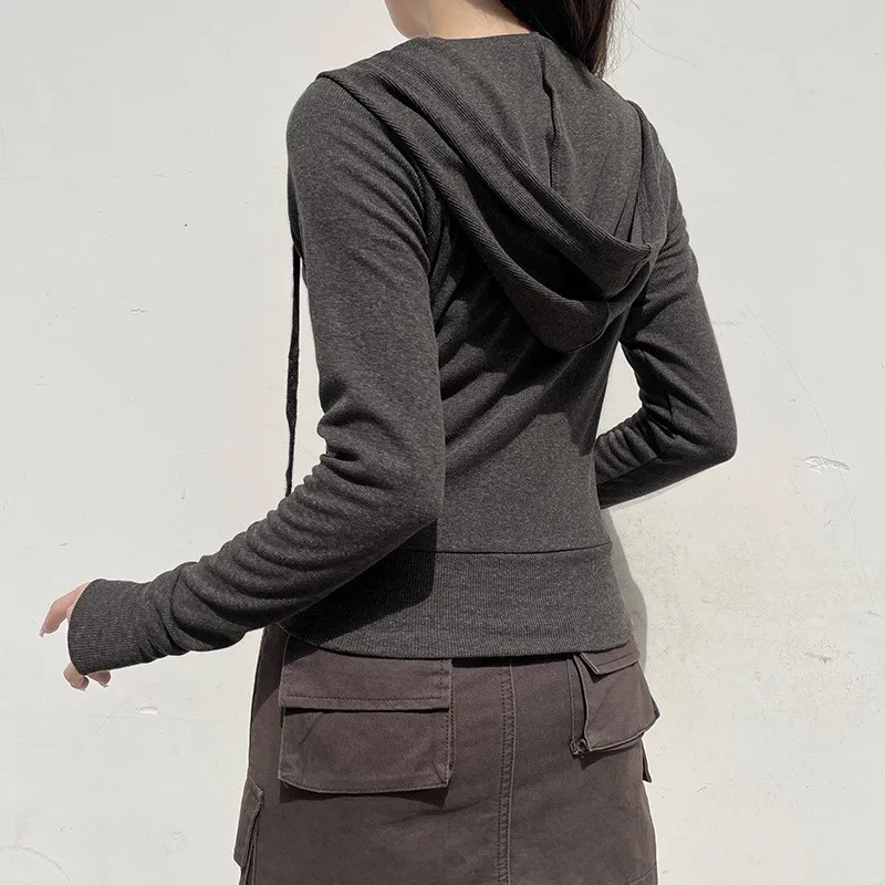 سترة خريف 2025 بقلنسوة ملابس خارجية بتصميم بسيط بلون سادة وأكمام طويلة غير رسمية للتنقل ملابس منزلية للمكتب