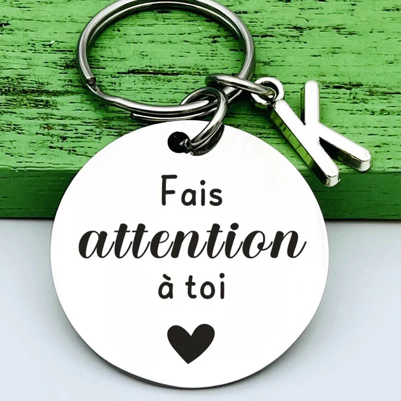 French Keychain Fais Attention à Toi Friends Gifts for Boyfriend Girlfriend Family Son Daughter Gift