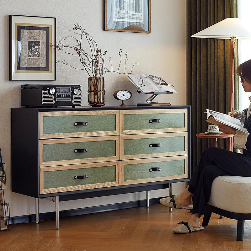 

Bedroom bedside locker small apartment French retro living room sofa side cabinet storage cabinet