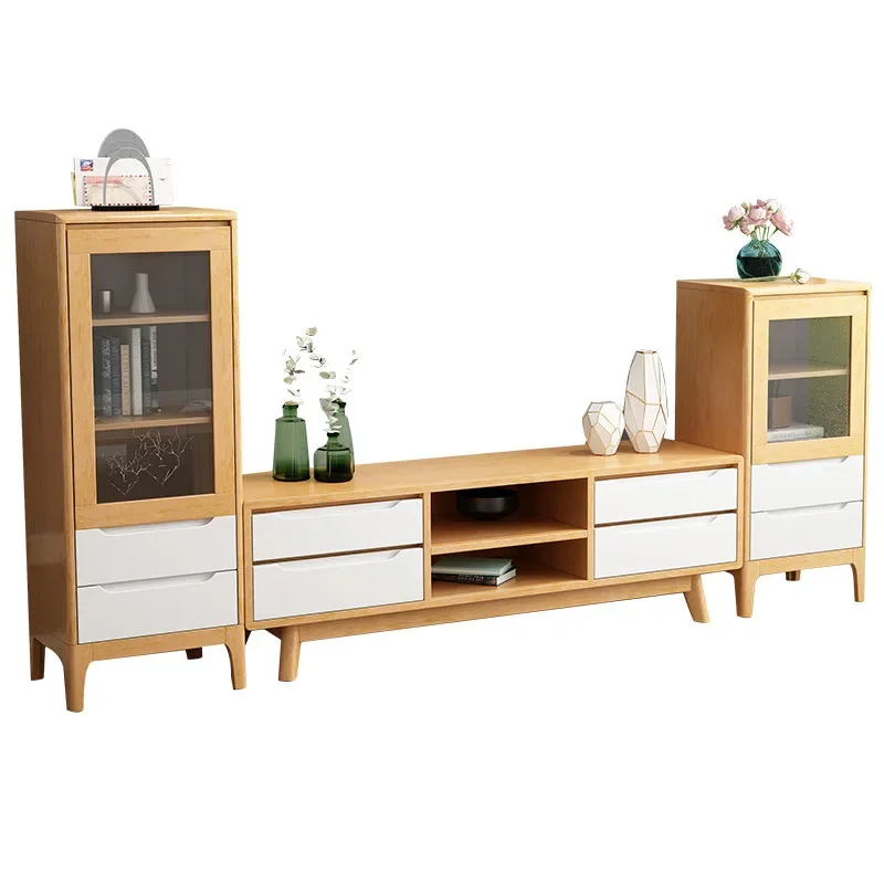 

Nordic, solid wood, TV cabinet, coffee table, combination, modern, simple, small apartment