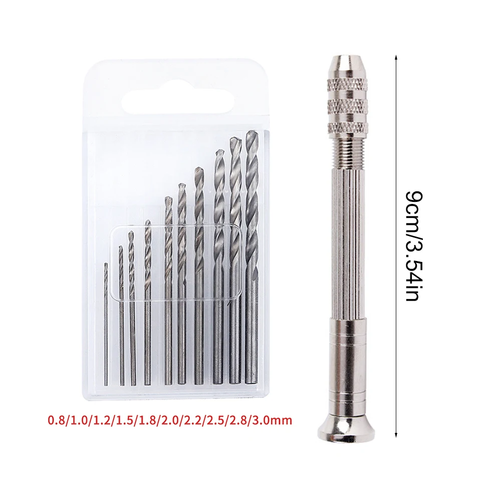 Pin Vise Hand Drill Set with 10Pcs Twist Drill Bits Manual Mini Hand Twist Drill for Resin Jewelry Making Wood Model Tool