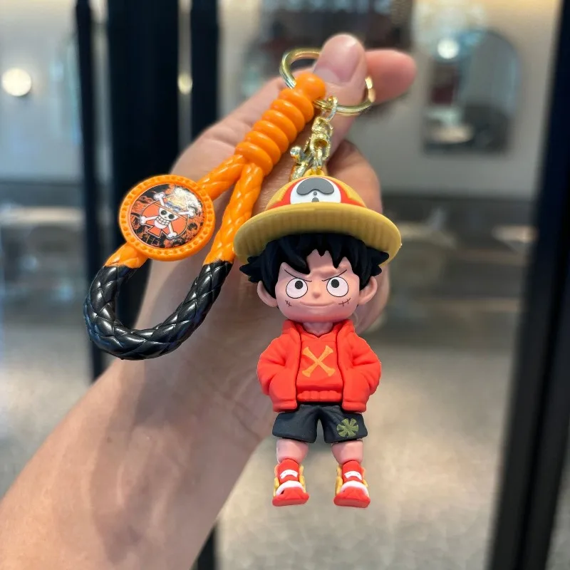 New cartoon woven one piece key chain Luffy doll key ring pendant key chain couple children's gifts