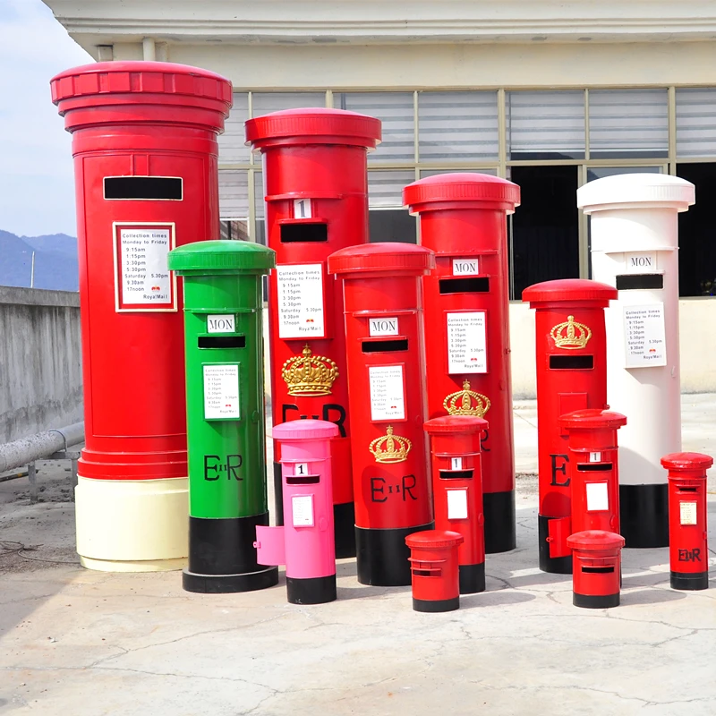 Extra Large Retro British Post Box Model Post Office Box Mailbox Photography Props Bar Cafe Decoration Ornaments