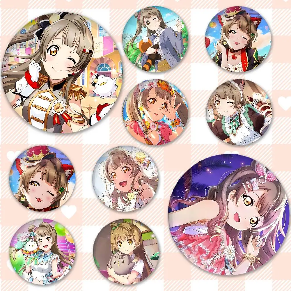 Anime Cartoon Kotori Minami Badges Peripheral Lapel Pins Tinplate Round Brooch For Shoulder Bag Accessories Souvenir Gifts