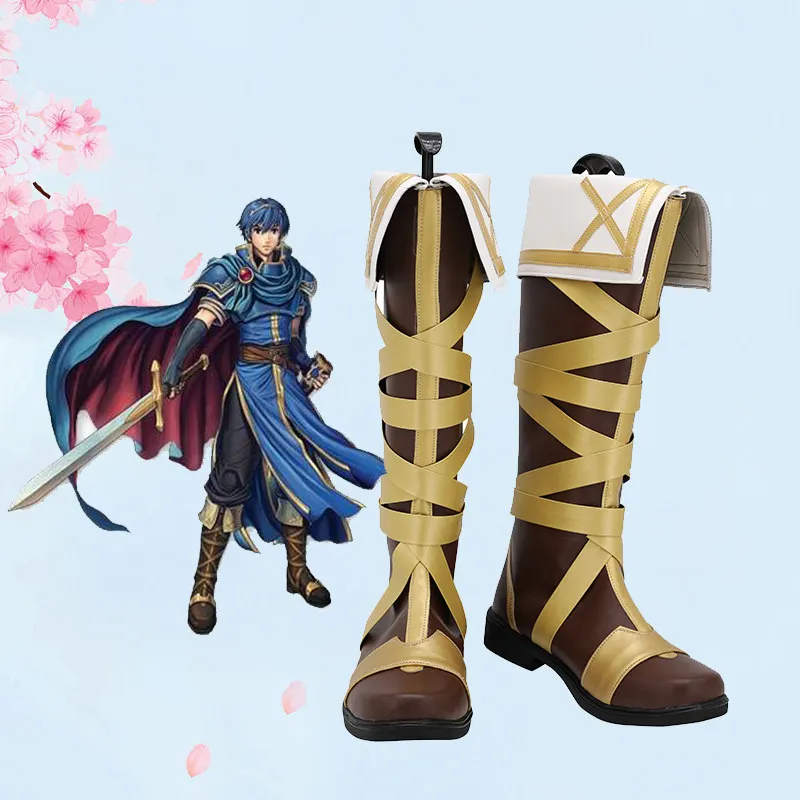 

Fire Emblem: Shadow Dragon & the Blade of Light Marth Cosplay Costume Shoes Handmade Faux Leather Boots