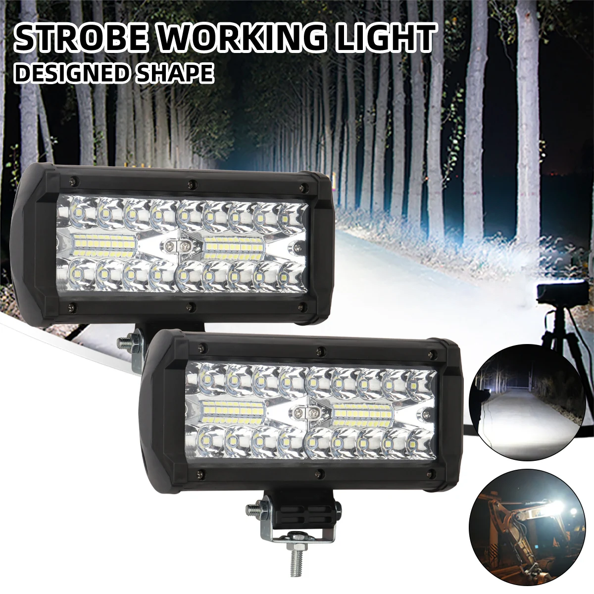 2Pcs Car LED Light Bar 4x4 Work Lamp for Offroad Spot Flood Combo Beam Headlight Boat SUV ATV Motorcycle Fog Lamp Car Light