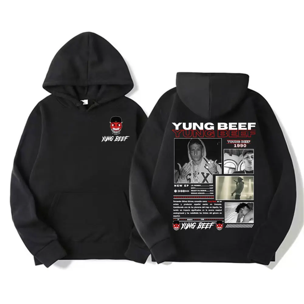 Rapper yung beef álbum 2025 tour hoodies roupas masculinas velo manga longa pullovers moletom com capuz moda hip hop moletom de grandes dimensões
