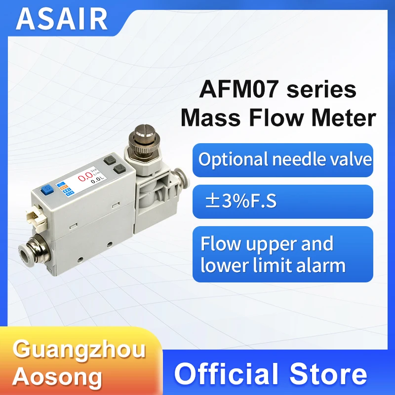 ASAIR AFM07  Aerothermal Mass Flow Meter Oxygen Compressed Air  Replaces SMC PFM7