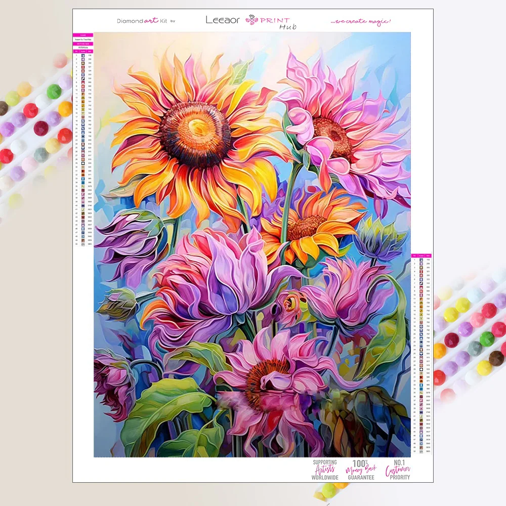 Flower 5d Diy Diamond Painting Colorful Sunflower Full Diamond Mosaic Embroidery Cross Stitch Kits Flower Landscape Home Decor