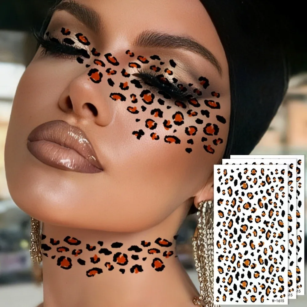 10pcs Water Transfer Leopard Print Tattoo Stickers Fake Instant Temporary Tattoo Waterproof Easy To Use Body Art Sticker Cosplay