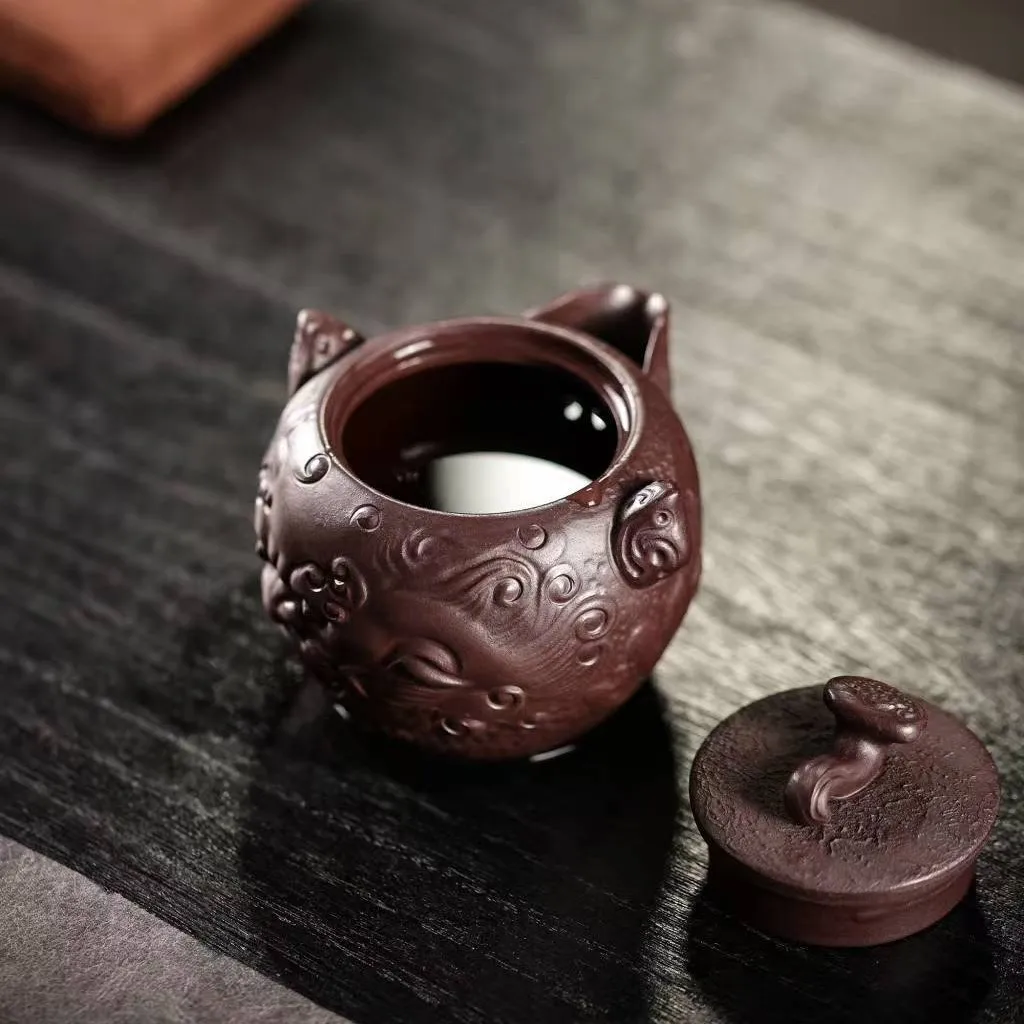 High Quality Real Yixing Jasaho Zisha Clay Teapot Yixing Purple Sand Pot Bionic Ruyi Pitcher Tea Pot Set