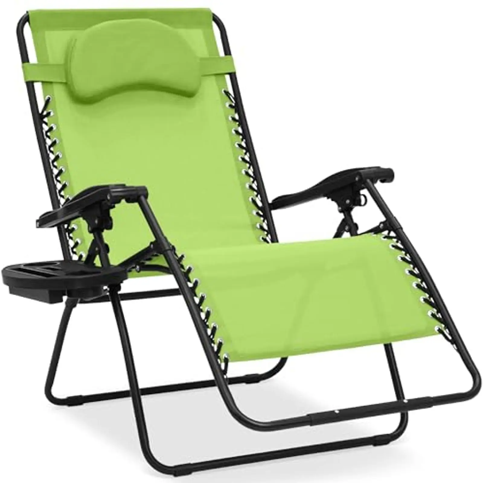 

Zero Gravity Chair Oversized, Folding Patio Lounge Recliner Outdoor, Cup Holder Accessory Tray, Pillow, Lime Green