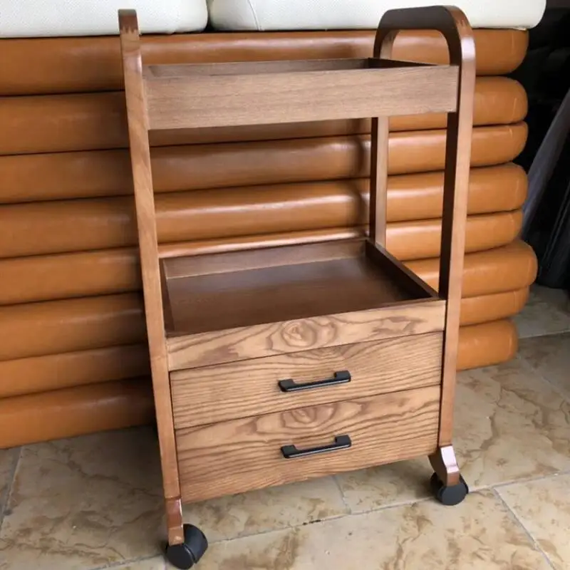 أثاث صالون الشعر لصالون التجميل الوردي المنظمون عربات تصفيف الشعر عربة مساعدة عربة تخزين الخشب عربة الحلاق #1