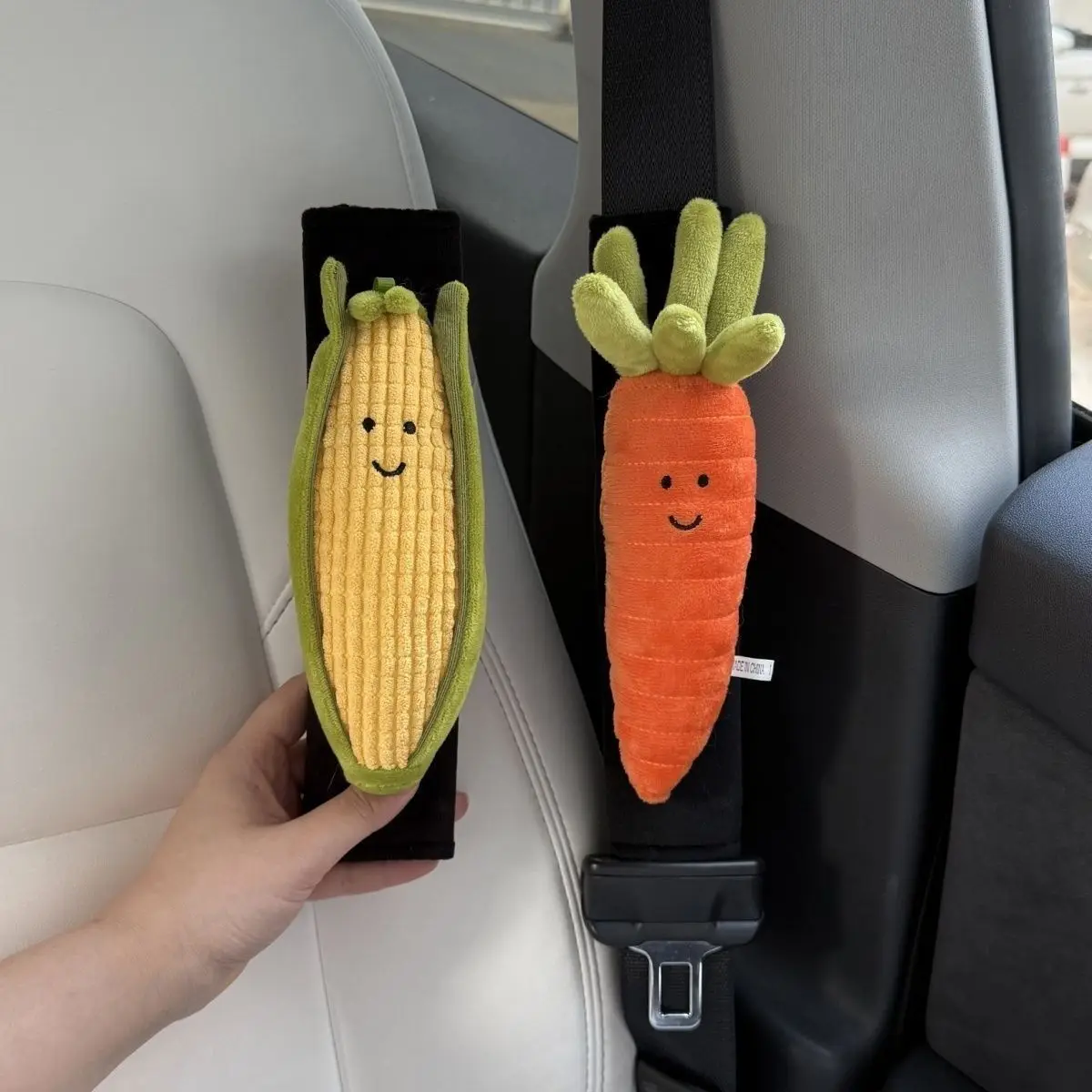

Carrot Corn Seat Belt Shoulder Pad Cover Car Accessories Cute Plush Toy Universal Fit
