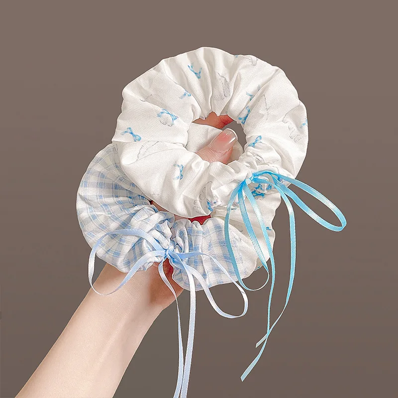 

Cute Large Hair Band for Girl White Cat Print Hair Ties Heart Fabric Scrunchie Hair Accessorie Ribbon Plaid Bow Hairs Rope