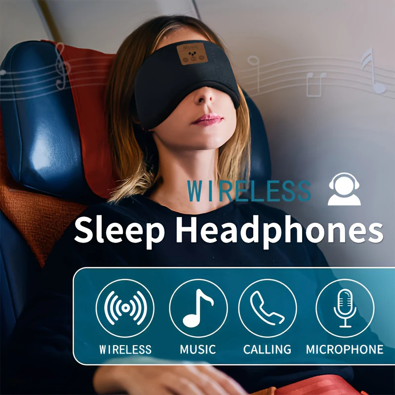 Music Bluetooth Eye Mask for Plane Train Travel Sleeping Patch Wireless Bluetooth Headset Sleep Mask Wireless Earphones