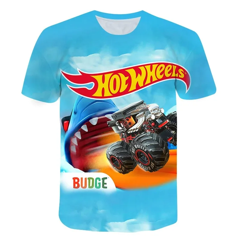 2024 Summer Kids Clothing Hot Wheels Top Children's T-shirt 3d Printing Short-sleeved Boys Girls Loose Tops Streetwear TShirts