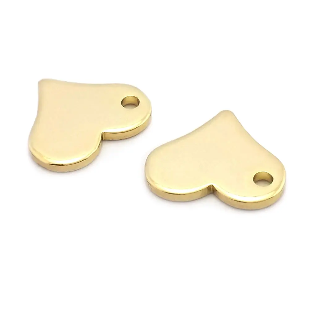 18K Gold Color Brass Heart Shape Charms Pendants Jewelry Making Supplies Diy Necklaces Earrings Bracelets Findings Accessories