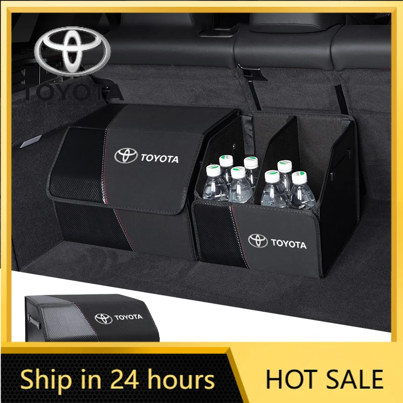 

Замшевый ящик для хранения багажника автомобиля из углеродного волокна Toyota Hilux Aygo Ractis Corolla Camry CHR Rav4, складной органайзер, автомобильная наклейка