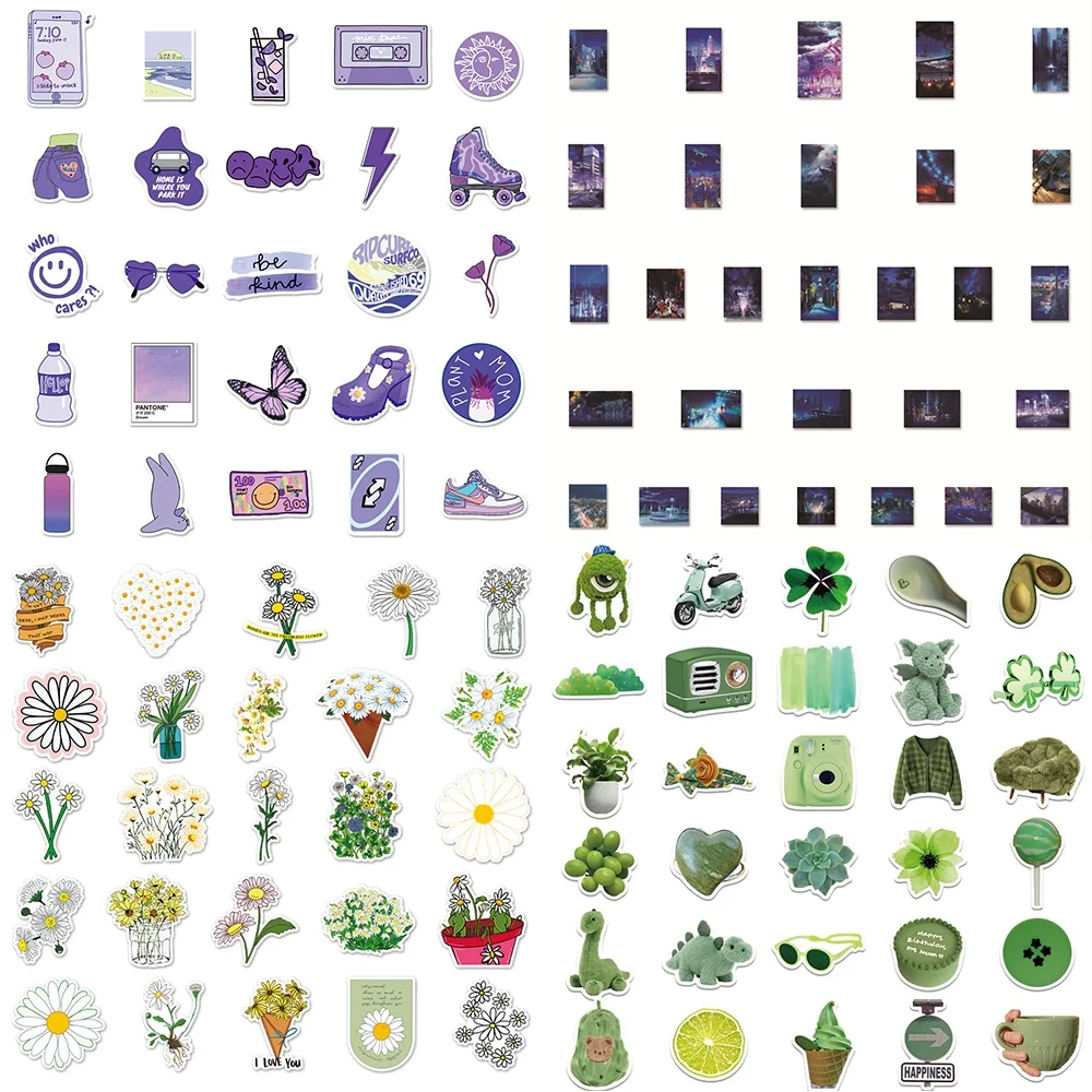 10/30/50PCS Small Fresh Stickers Creative Summer Green Graffiti Notebook Phone Helmet Skateboard Water Cup Decoration Wholesale