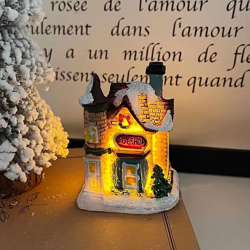 Christmas Night Light Vintage Miniature House Lamp Aesthetic Battery Operated Bedside Lamp Collectible Buildings Table