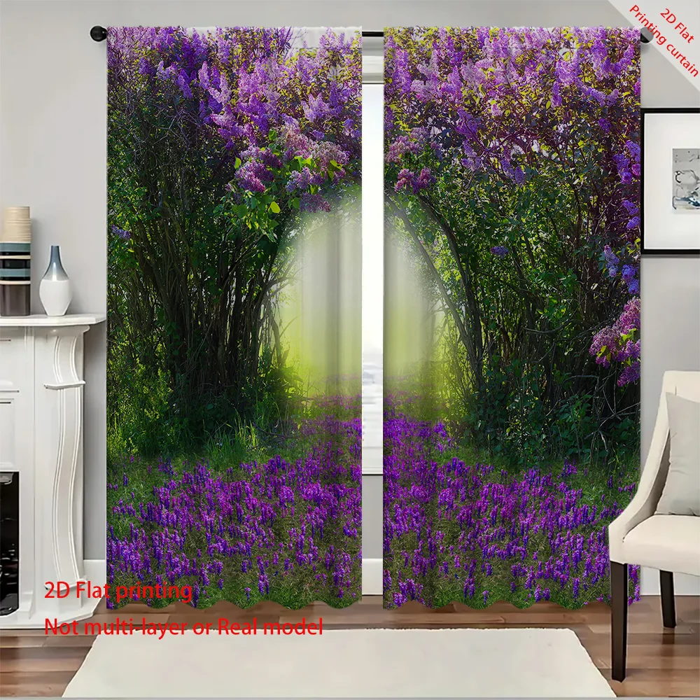 

Purple floral forest printed curtains, dreamy home decor, sunshades for living rooms, bedrooms, balconies, and offices