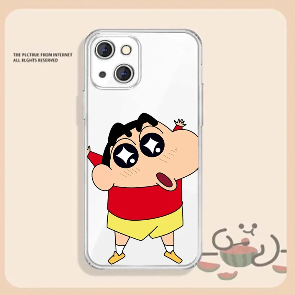 Cute Cartoon C-Crayon S-Shinchan Phone Case For Iphone 15 11 13 14 Pro Max 7 8 Plus X Xr Xs Max Se2020 12mini Transparent Cover