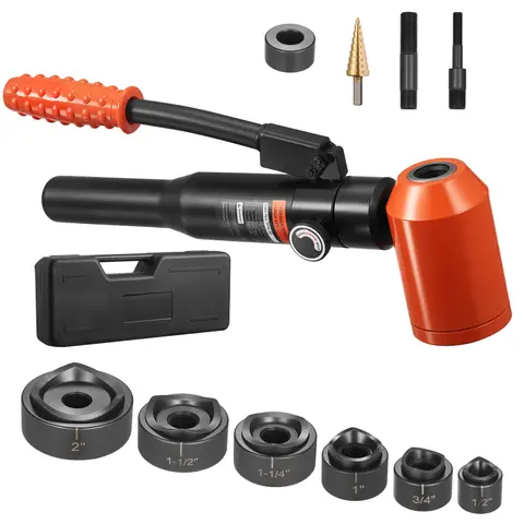 SucceBuy 10/15 Ton Knockout Punch Set 1/2in to 2 or 4in KO Tools Kit W/6 Dies for Electrical Control Cabinets Switch Cabinets