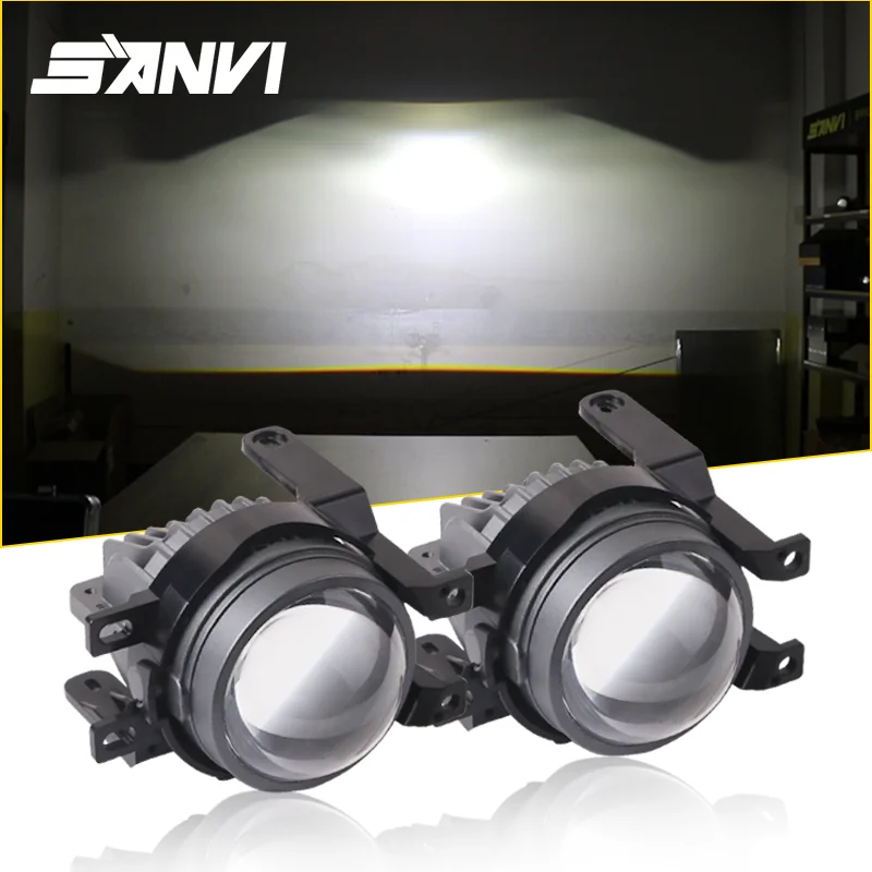 SANVI F09 Bi Led Fog Lights Projector Lens 5500K for 12V Car PEUGEOT Toyota Land Cruiser Auris LED Fog Driving Lamp