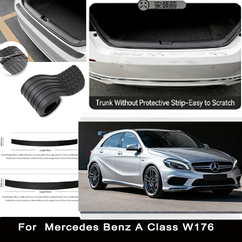 

For Mercedes Benz A Class W176 Rear Trunk Guard Plate Sticker Car Rear Bumper Trim Anti-Kicked Scratch Protector Sticker Strip